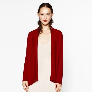 ZARA Red Cowl Neck Cardigan